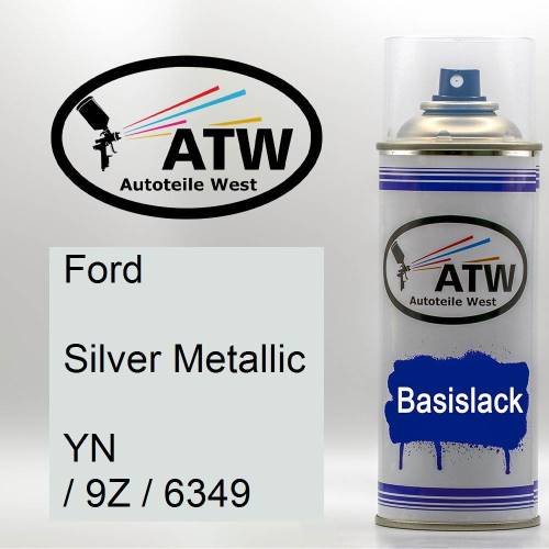 Ford, Silver Metallic, YN / 9Z / 6349: 400ml Sprühdose, von ATW Autoteile West.